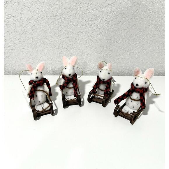 New Target Wondershop Rabbit Sled Christmas Tree Ornaments - Set Of 4 - Picture 1 of 5